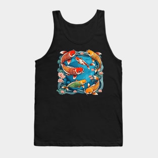 Japanese Swimming Koi Fish Design Asian Aesthetic Lover Carp Tank Top